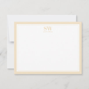 Carte De Correspondance Élégant Monogramme Bordure Jaune Minimaliste