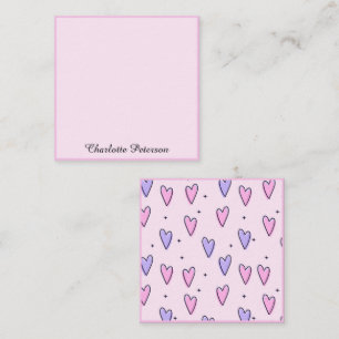 Carte De Correspondance Élégant Monogramme Cardiaque Rose Et Violet