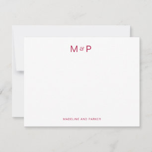Carte De Correspondance Élégant Monogramme Contemporain De Couple Bourgogn