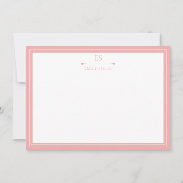 Carte De Correspondance Élégant monogramme de bordure rose (Devant)