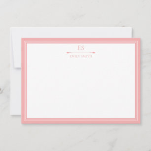 Carte De Correspondance Élégant monogramme de bordure rose