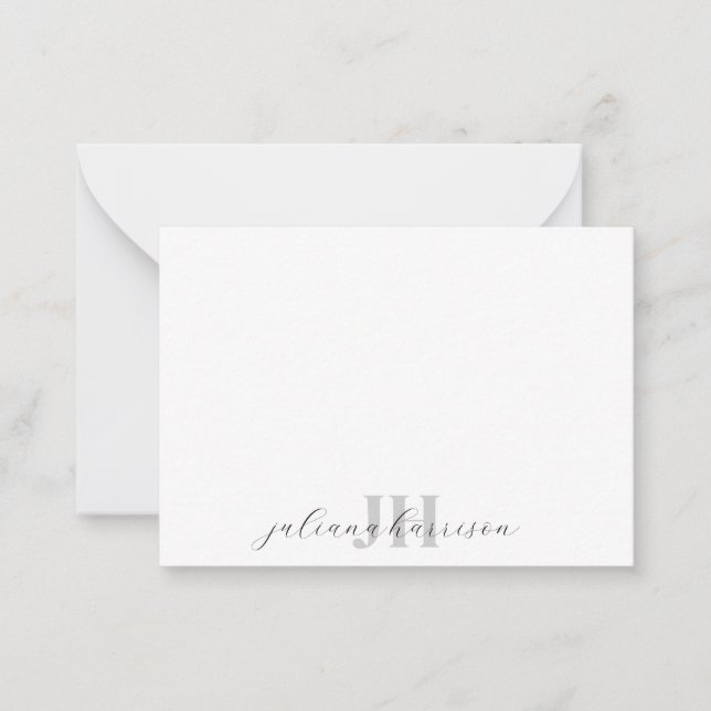 Carte De Correspondance Élégant Monogramme de script (Devant)