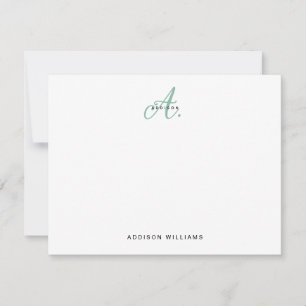 Carte De Correspondance Élégant Monogramme de script vert