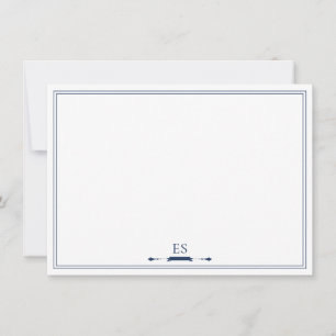 Carte De Correspondance Élégant Monogramme initial bleu chic de la marine