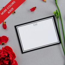 Élégant Monogramme Minimaliste Noir Deux Bordures