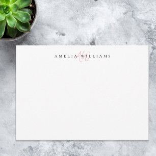 Carte De Correspondance Élégant Monogramme minimaliste rose