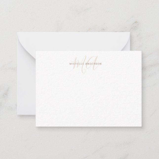 Carte De Correspondance Élégant Monogramme Or blanc (Devant)