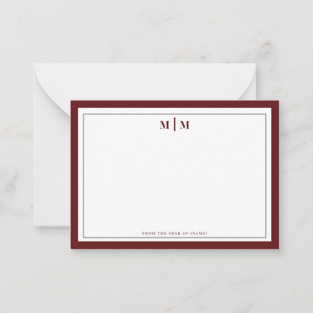 Carte De Correspondance Élégant Monogramme Professionnel Argent Bourgogne (Devant)