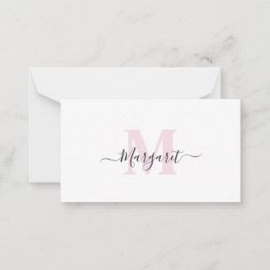 Carte De Correspondance Élégant Monogramme rose Clair Fille