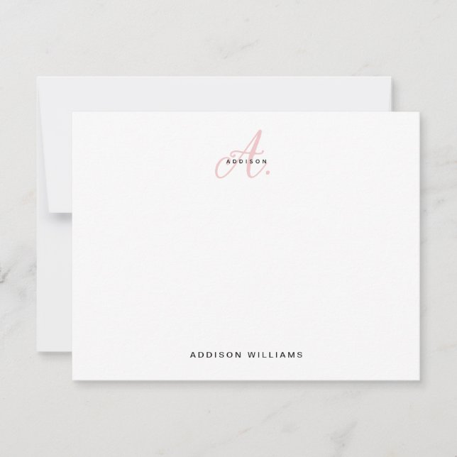 Carte De Correspondance Élégant Monogramme rose vif pour fille (Devant)