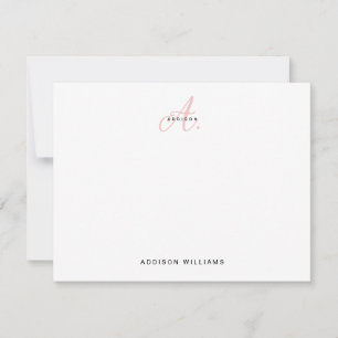 Carte De Correspondance Élégant Monogramme rose vif pour fille