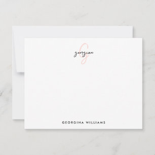 Carte De Correspondance Élégant Monogramme rose vif pour fille