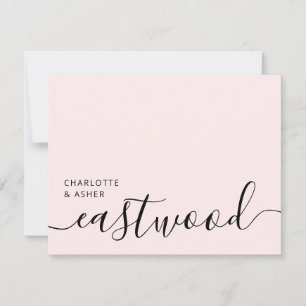 Carte De Correspondance Élégant Monogramme Script Rose Pâle