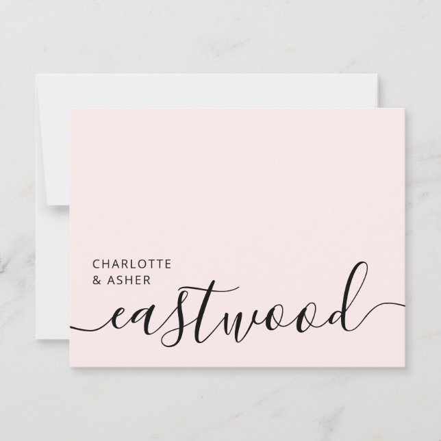 Carte De Correspondance Élégant Monogramme Script Rose Pâle (Devant)