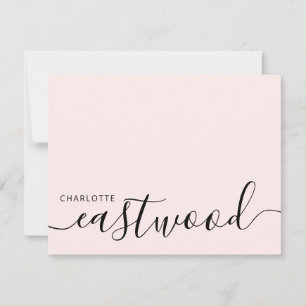 Carte De Correspondance Élégant Monogramme Script Rose Pâle