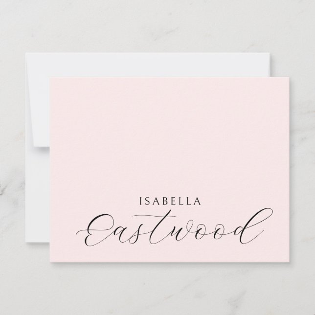 Carte De Correspondance Élégant Monogramme Script Rose Pâle (Devant)