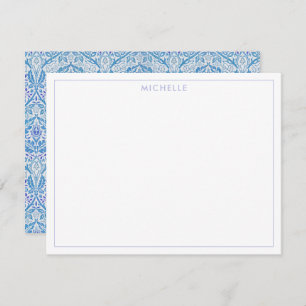 Carte De Correspondance Élégant motif floral bleu