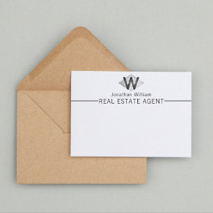 Carte De Correspondance Élégant noir argent élégant Monogramme personnalis