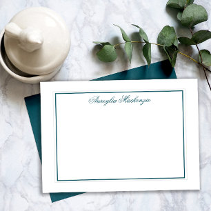 Carte De Correspondance Elégant noir Turquoise et blanc Personnalisé