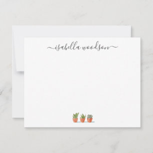 Carte De Correspondance Élégant nom de script Cactus Succulent