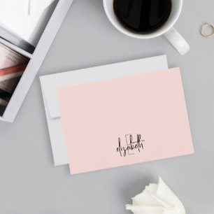 Carte De Correspondance Élégant Nom Monogramme Pink Gold Script