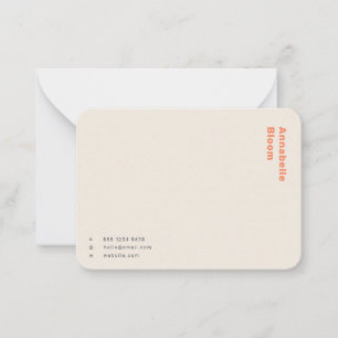 Carte De Correspondance Élégant Orange minimal moderne tendance