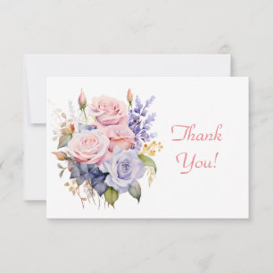Carte De Correspondance Elégant Pastel Floral Bouquet Merci Appartement