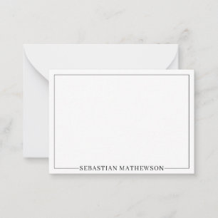 Carte De Correspondance Elégant personnalisé minimaliste noir et blanc