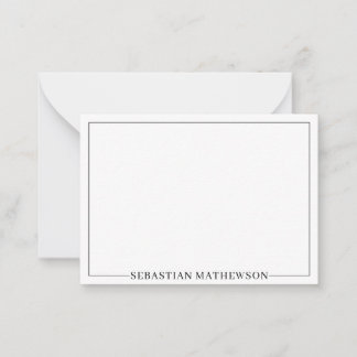 Carte De Correspondance Elégant personnalisé minimaliste noir et blanc