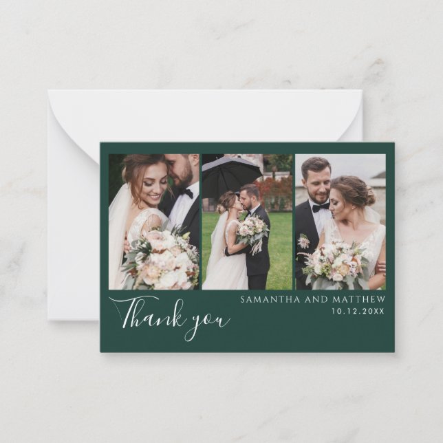 Carte De Correspondance Elegant Photos Modern Wedding Thank You (Devant)