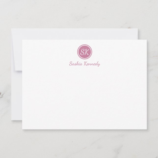 Carte De Correspondance Élégant Pink Blush Script Monogramme Professionnel (Devant)