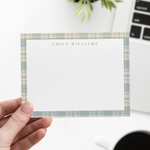 Élégant Plaid Bleu Vert Minimaliste