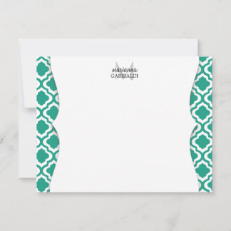 Carte De Correspondance Elégant Quatrefoil marocain Turquoise Personnalisé