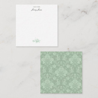 Carte De Correspondance Élégant Romantique Chic Floral Damask-Sage Vert