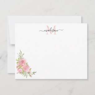 Carte De Correspondance Élégant Rose d'aquarelle florale rose