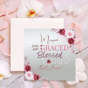 Carte De Correspondance Élégant rose Floral Gracé Bénéficié Aimé