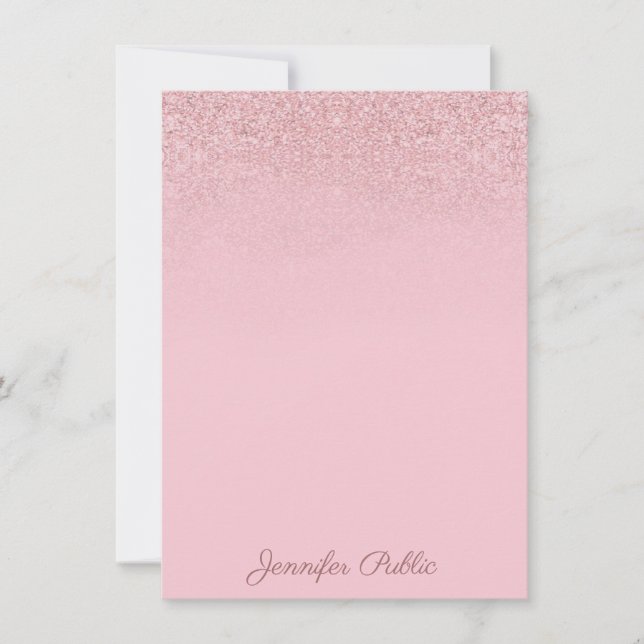 Carte De Correspondance Élégant Rose tendance Or Calligraphié Script Texte (Devant)
