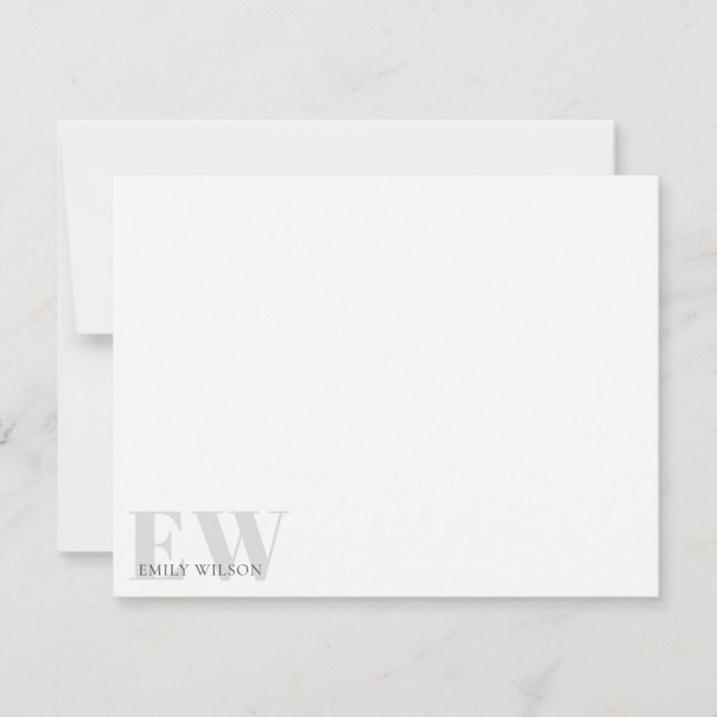 Carte De Correspondance Élégant Rustique Simple Minimal Grey Nom Monogramm (Devant)