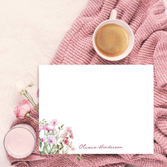 Carte De Correspondance Élégant Script Aquarelle Blush Rose Floral (Créateur téléchargé)