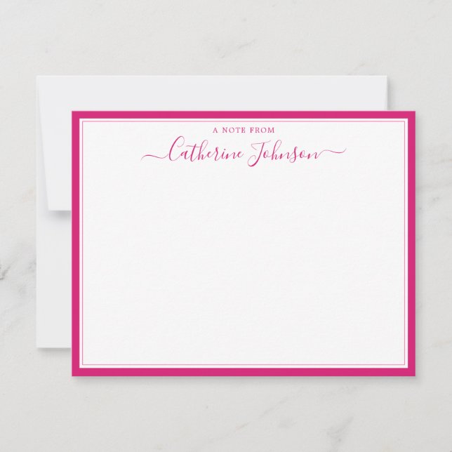 Carte De Correspondance Élégant Script Calligraphie Note De Magenta Rose (Devant)