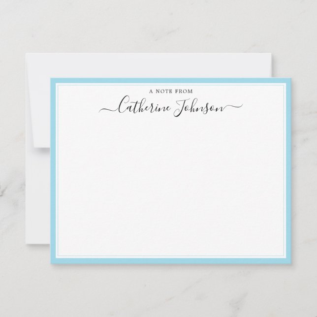Carte De Correspondance Élégant Script Calligraphie Une Note De Baby Blue (Devant)