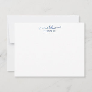 Carte De Correspondance Élégant Script de fille Marine Blue Typographie