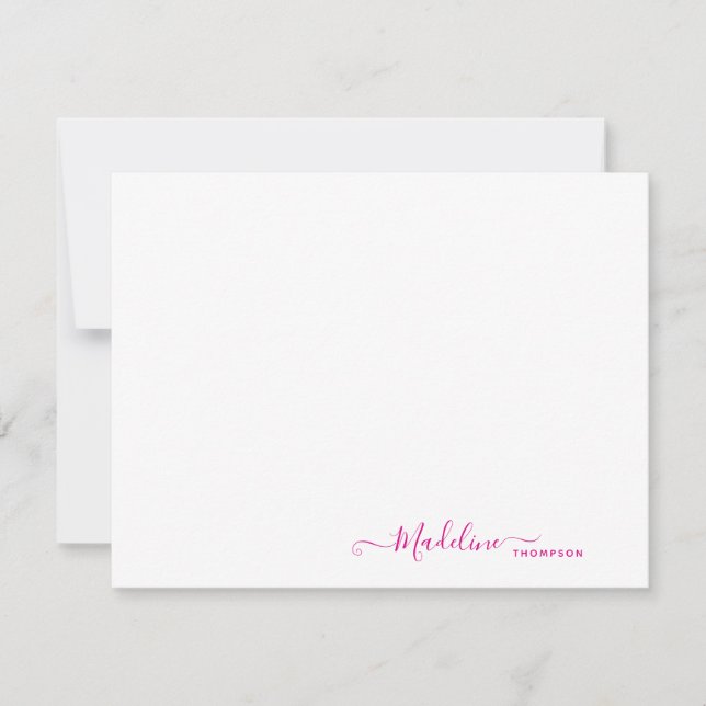 Carte De Correspondance Élégant Script de Girly moderne Magenta (Devant)