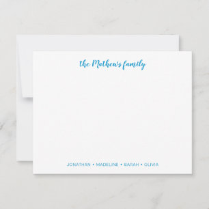 Carte De Correspondance Élégant Script Famille Nom Ocean Blue