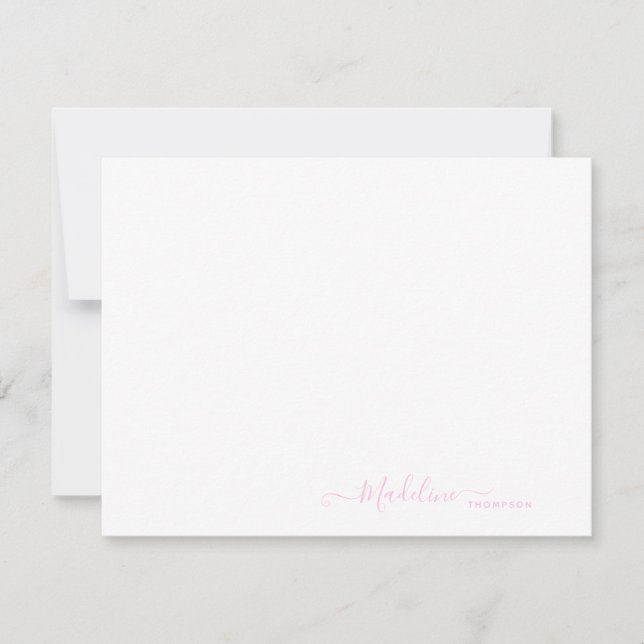 Carte De Correspondance Élégant Script Fille Moderne Blush Rose (Devant)