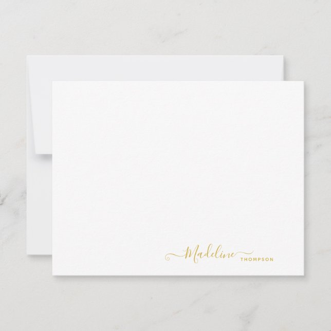 Carte De Correspondance Élégant Script Girly Metallic Or (Devant)