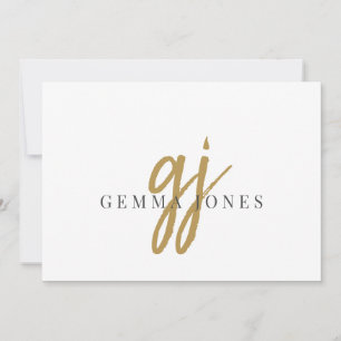 Carte De Correspondance Élégant Script Gold Monogramme Initiales Nom