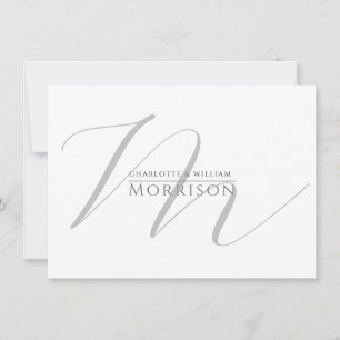 Carte De Correspondance Élégant Script Initial Couple Nom Monogramme