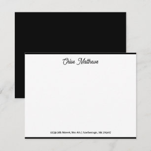 Carte De Correspondance Elégant Script Jet Black Stationery Bordure