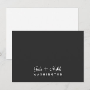Carte De Correspondance Élégant Script Mariage Couple Monogramme noir